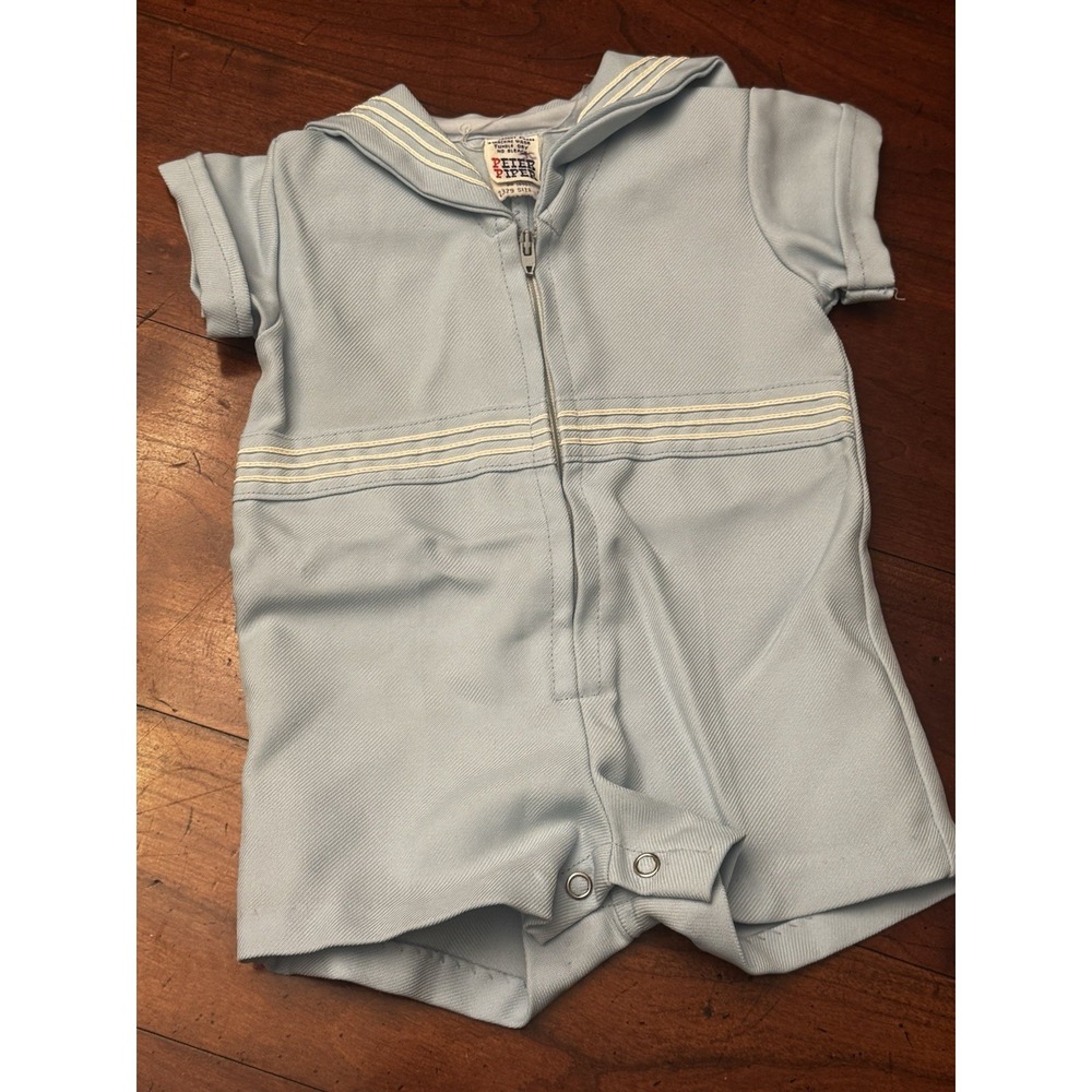 Peter Piper Baby Blue Sailor Romper‎ Vintage Medium